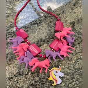 Unicorn statement chunky pink purple necklace fun statement dream house pony